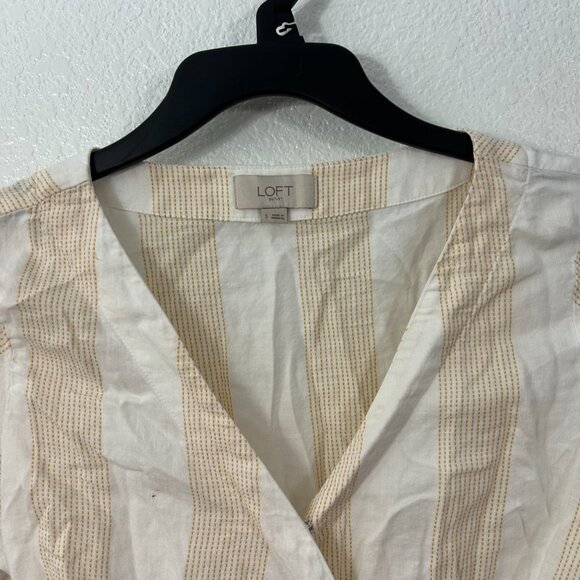 Loft Striped Flutter Sleeve True Wrap Blouse Side Tie - Picture 2 of 11